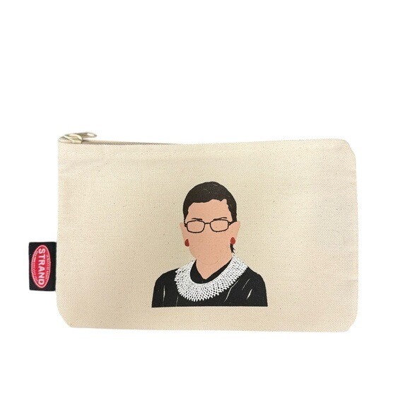 Strand Bookstore Handbags - Strand Bookstore RBG Ruth Bader Ginsburg Canvas Zipper Pouch Makeup Bag Cream